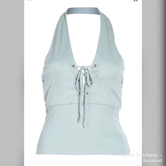 Mint Ribbed Halter Top - Picture 6 of 6